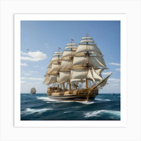 Sailing Ship In The Ocean Art Print