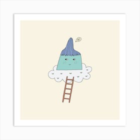 A mountain on a cloud  Art Print