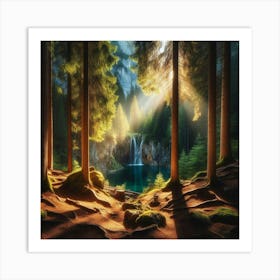 Waterfall In The Forest 11 Art Print