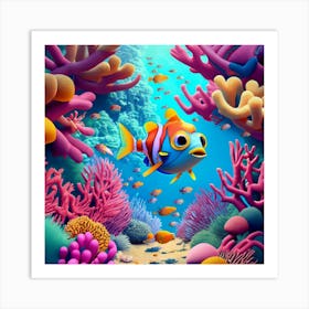 Under The Sea Beautiful Color Fish Swimming Betw (1) Art Print