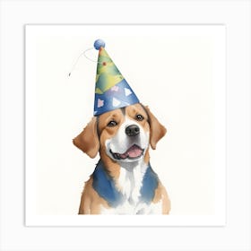 Beagle Birthday Hat Art Print
