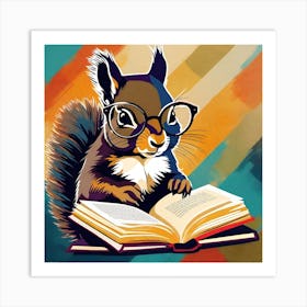 Squirrel Reading A Book 2 Art Print