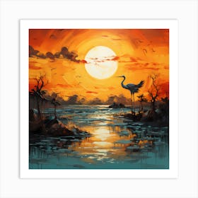 Brushstroke Ballet: Impressionistic Avian Elegance Art Print