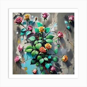 Roses On The Wall 1 Art Print