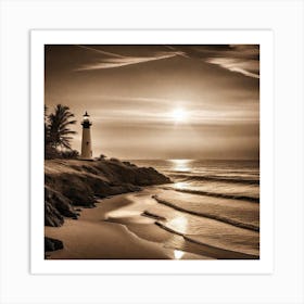 Photograph - Lighthouse At Sunset By Michael Daniels Art Print