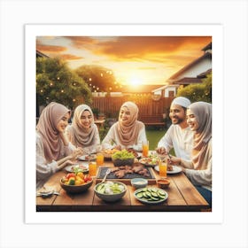 Muslim Family Having Dinner 1 Art Print