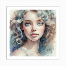 Girl With Blue Hair 7 Art Print