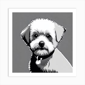 Schnauzer, Black and white illustration, Dog drawing, Dog art, Animal illustration, Pet portrait, Realistic dog art Art Print