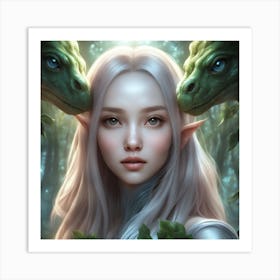 Elf Dinosaur Queen Art Print