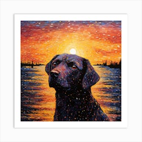 Dog At Sunset 3 Art Print