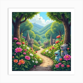 An Enchanted Garden With Talking Flowers And Magical Creatures 1 Art Print