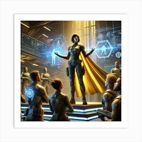 A Sci Fi Scene Illustrating Leadership Aura, Whe Art Print