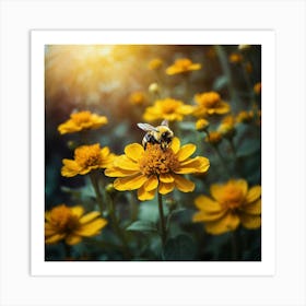 Bee On A Flower 1 Art Print