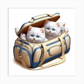 White Kittens In A Bag Art Print