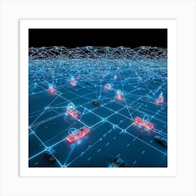 A Digital Render Of An Intricate Network Of Vectors Representing The Thoroughfare Of Transportation 2 1 Art Print