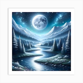 Moonlight River Art Print