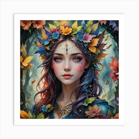 Fairy Girl In The Forest Art Print