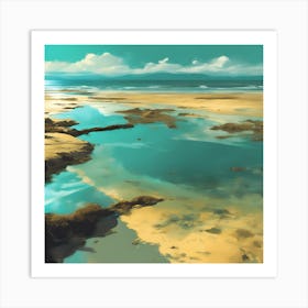 Tidal Waters, Turquoise Blue Sea on Golden Beach 3 Art Print