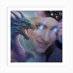 Woman With A Dragon Art Print