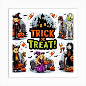 Happy halloween Illustration Spooky Horror devi background12 (2) Art Print