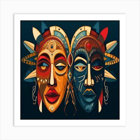 Stunning Illustrated Rendering of Twin Avatars Art Print