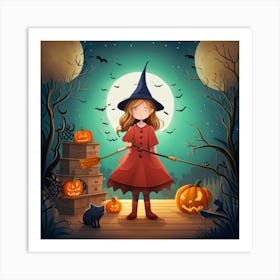 Little Halloween Witch Art Print