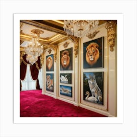 Lions In A Room Art Print