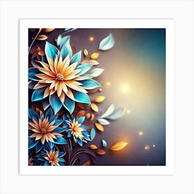 Abstract Flowers Wallpaper Art Print