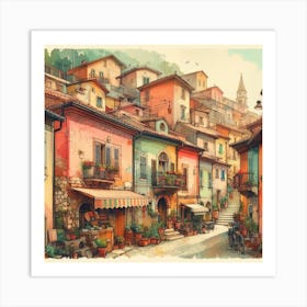 Colorful Italian Town Art Print