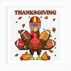 Funny Turkey American Football Thanksgiving Turkey Squad Art Print