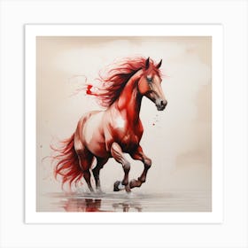 Red Horse Art Print