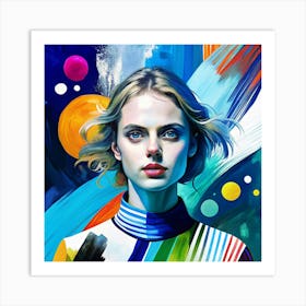 Girl With Blue Eyes Art Print