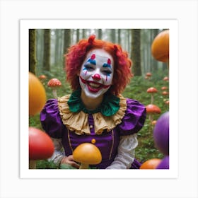 Clown In The Forest Art Print