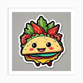 Mexican Taco Sticker 2d Cute Fantasy Dreamy Vector Illustration 2d Flat Centered By Tim Burt (16) Art Print