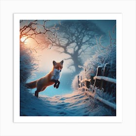 Fox In The Snow 12 Art Print