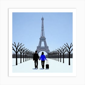 Couple Walking In Paris 3 Art Print