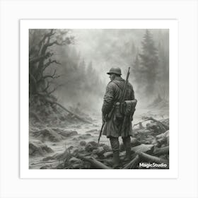 Soldier In The Woods Art Print