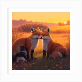 Foxes Art Print