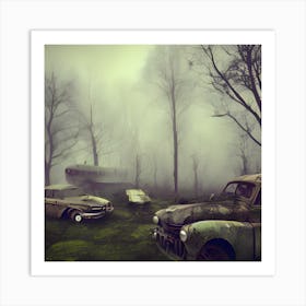 Old Cars In The Fog 3 Art Print