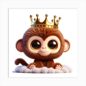 Monkey With Crown Art Print