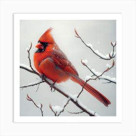Cardinal In Snow 3 Art Print
