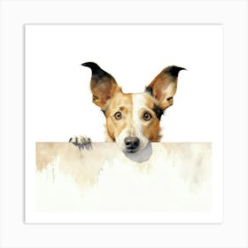 Dog Peeking Over A Wall 6 Art Print