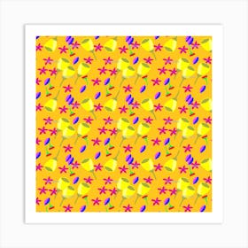 Yellow Flowers On A Yellow Background Art Print