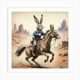 Rabbit On A Horse Art Print