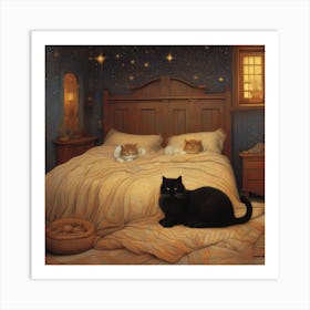 Cat Bedtime Art Print