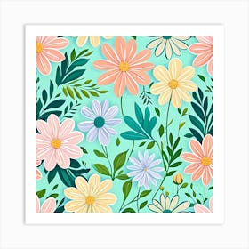 Seamless Floral Pattern 43 Art Print