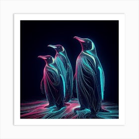 Neon Penguins Art Print