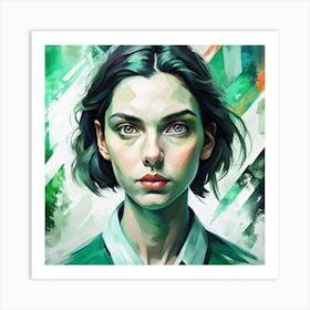 Girl In A Green Shirt Art Print