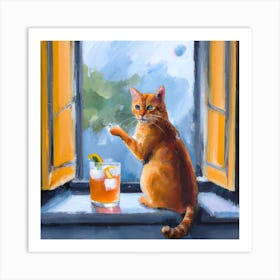 Aperol Spritz Tequila Cat Art Print