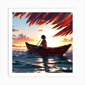 Girl In A Boat Art Print